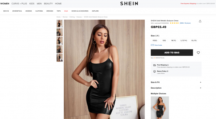 SHEIN Solid Metallic Bodycon Dress.png