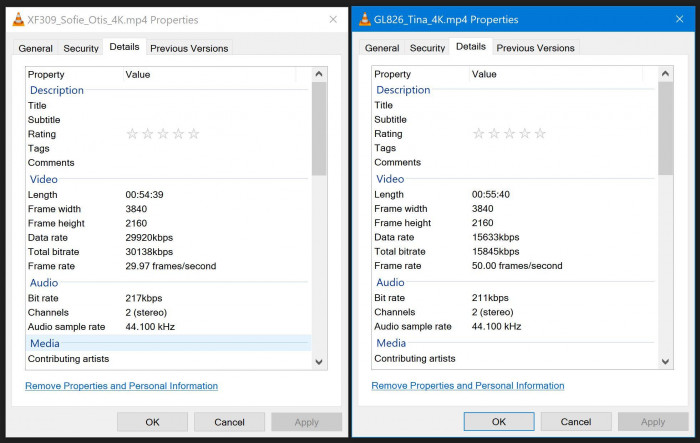 XF309 vs GL826 (Frame Rate & Bitrate).JPG